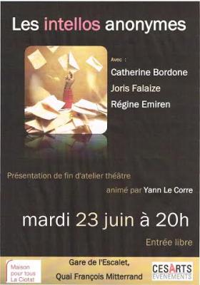 Affiche théâtre Les intellos anonymes